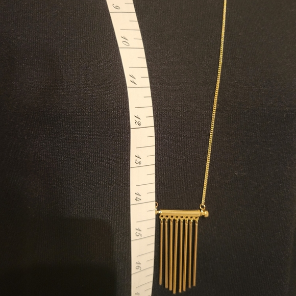 Gold Like Necklace with Pendant with 8 Pendulum Bars, Long - Picture 6 of 6